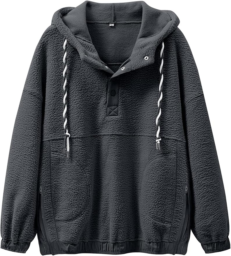 ANRABESS Womens Sherpa Fuzzy Fleece Hoodie Oversized Sweatshirt Cozy Button Sweater Pullover with... | Amazon (US)