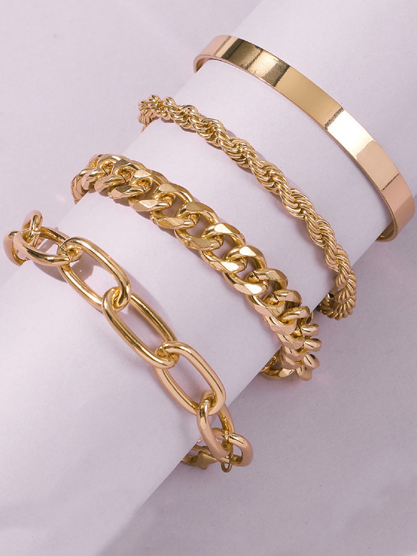 4pcs Women's Chunky Layered Chain Bracelet | SHEIN