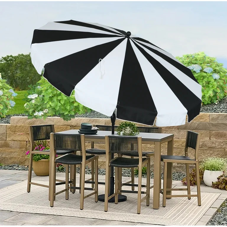 Better Homes & Gardens Premium 9' B&W Market Umbrella, Fiberglass Ribs, Crank Lift, 3-Angle Tilt | Walmart (US)