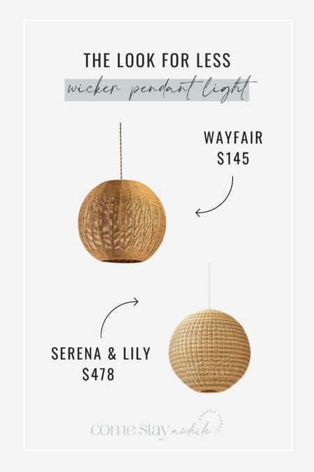 Cute neutral style lighting decor for home designer looks for budget prices. 
Serena and lily pendant dupe find wayfair home items 

#LTKhome