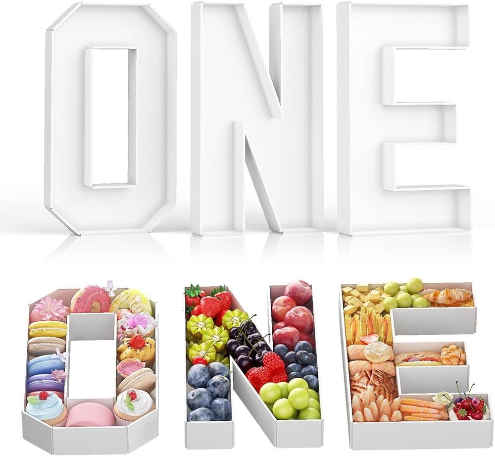 Charcuterie Letters ONE, 3PCS 13.7" Fillable ONE Shaped Charcuterie Board Letters Paper Mache Car... | Amazon (US)