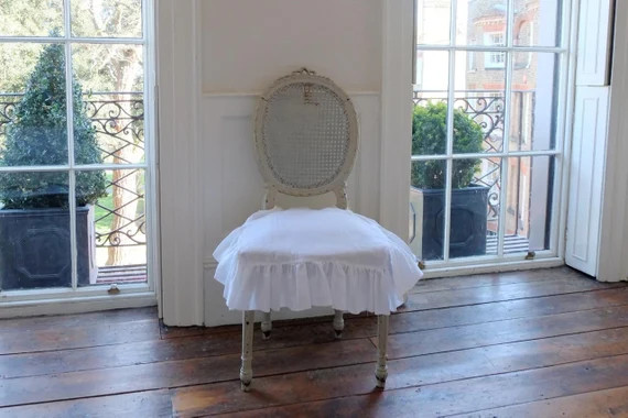 Linen Chair Cover Seat Cover Chair Slipcover Ruffle Front | Etsy | Etsy (US)