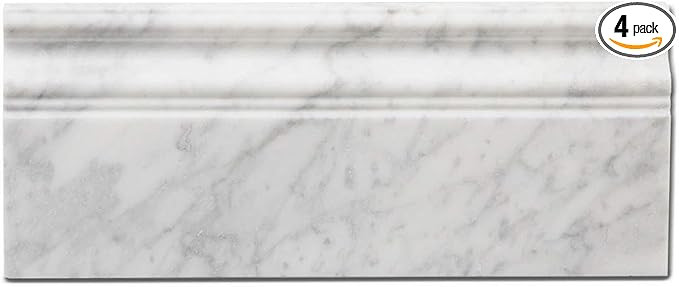 Carrara White Marble Baseboard Trim Molding 5x12 Inch Honed Marble Baseboard Tile 4 Pcs/Box | Amazon (US)