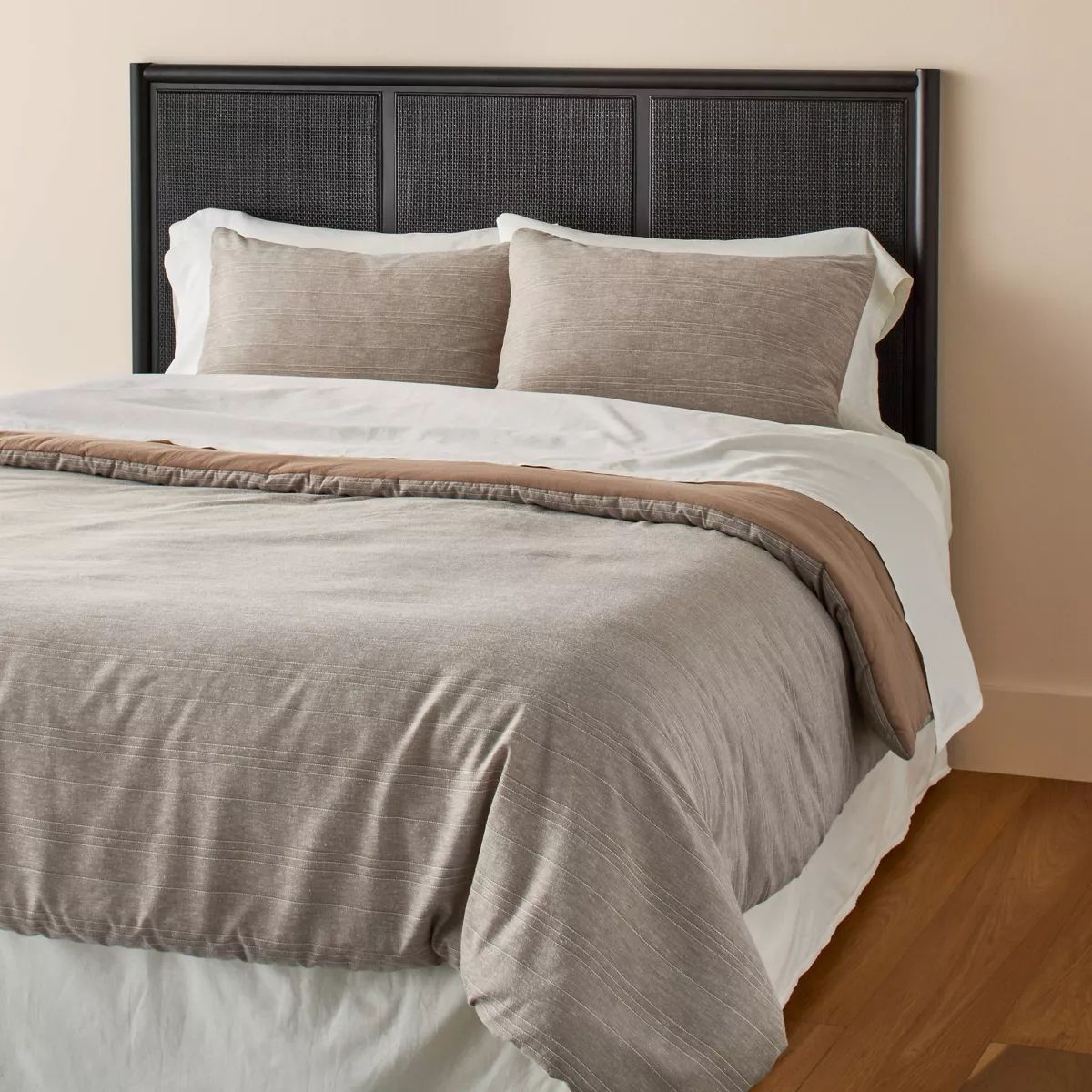 3pc  Heathered Stripe Comforter Bedding Set Brown - Hearth & Hand™ with Magnolia | Target