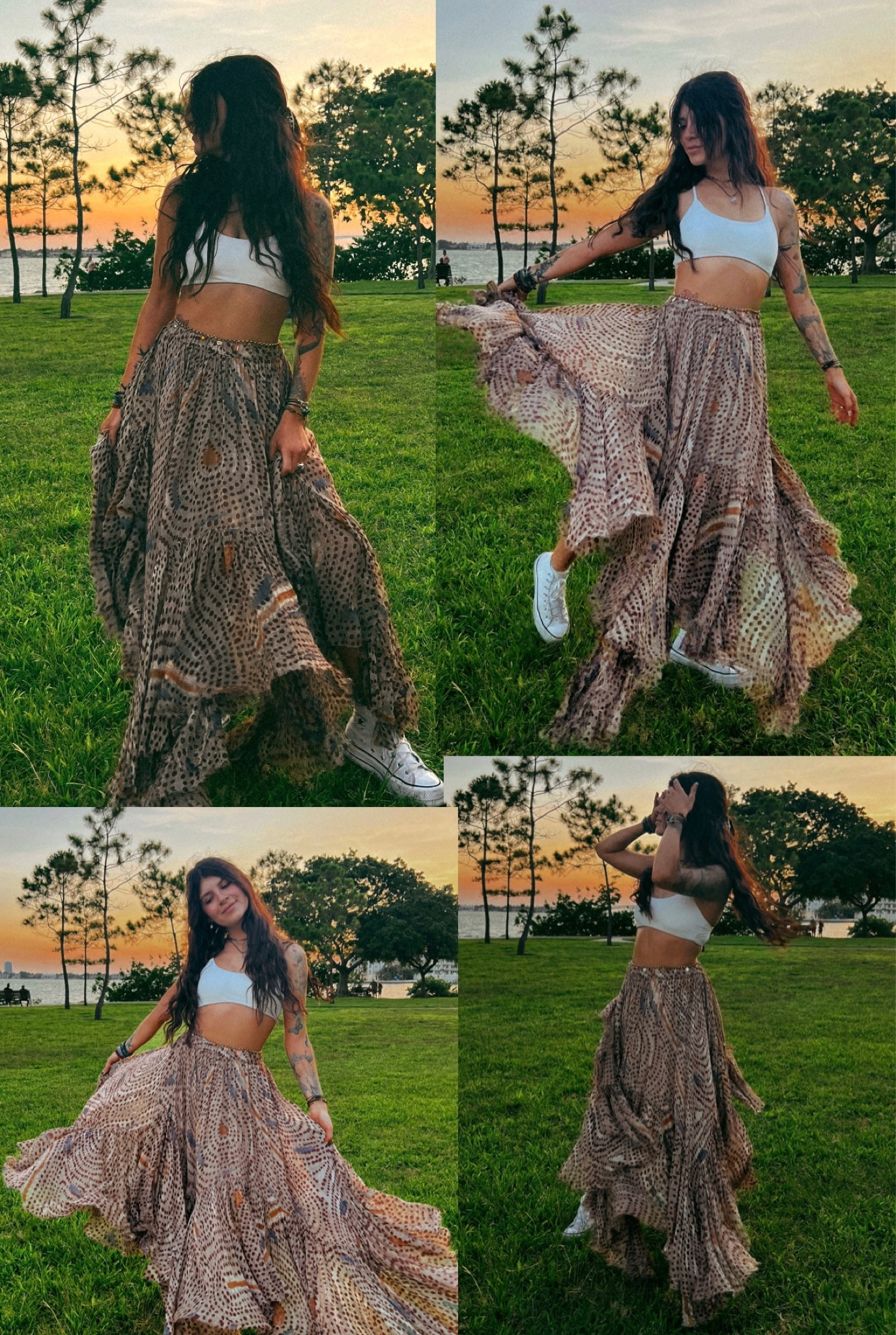 Free People ★ FP One Clover Printed Skirt Free People Fp One Clover Printed Skirt Asymmetrical Tiered