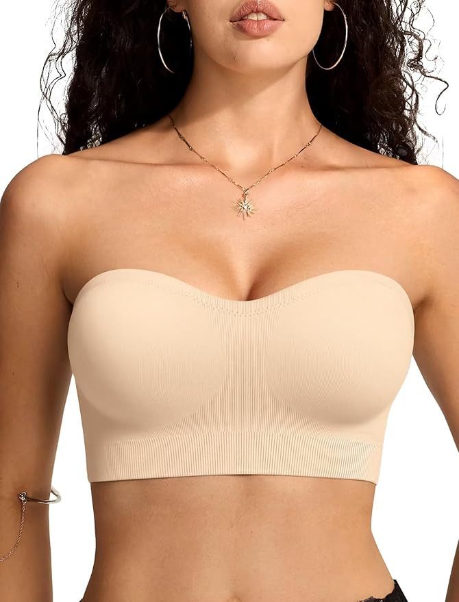 Vertvie Strapless Bras for Women Non-Slip Push Up Wireless Bandeau Bra Seamless Comfort Tube Top ... | Amazon (US)