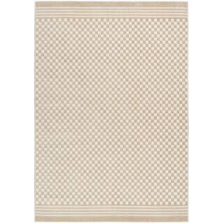 Casual Beige 5 ft. x 7 ft. Checker Contemporary Area Rug | The Home Depot
