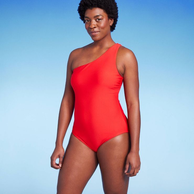 Women's Medium Coverage One Shoulder One Piece Swimsuit with Tummy Control - Kona Sol™ | Target