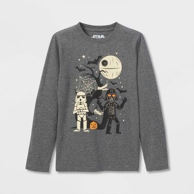 Boys' Star Wars Halloween Long Sleeve Graphic T-Shirt - Charcoal Gray | Target