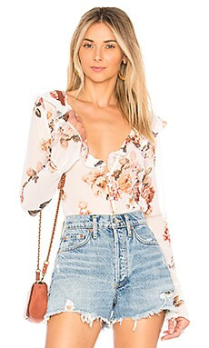 MAJORELLE Fleur Blouse in White Zinnia from Revolve.com | Revolve Clothing (Global)