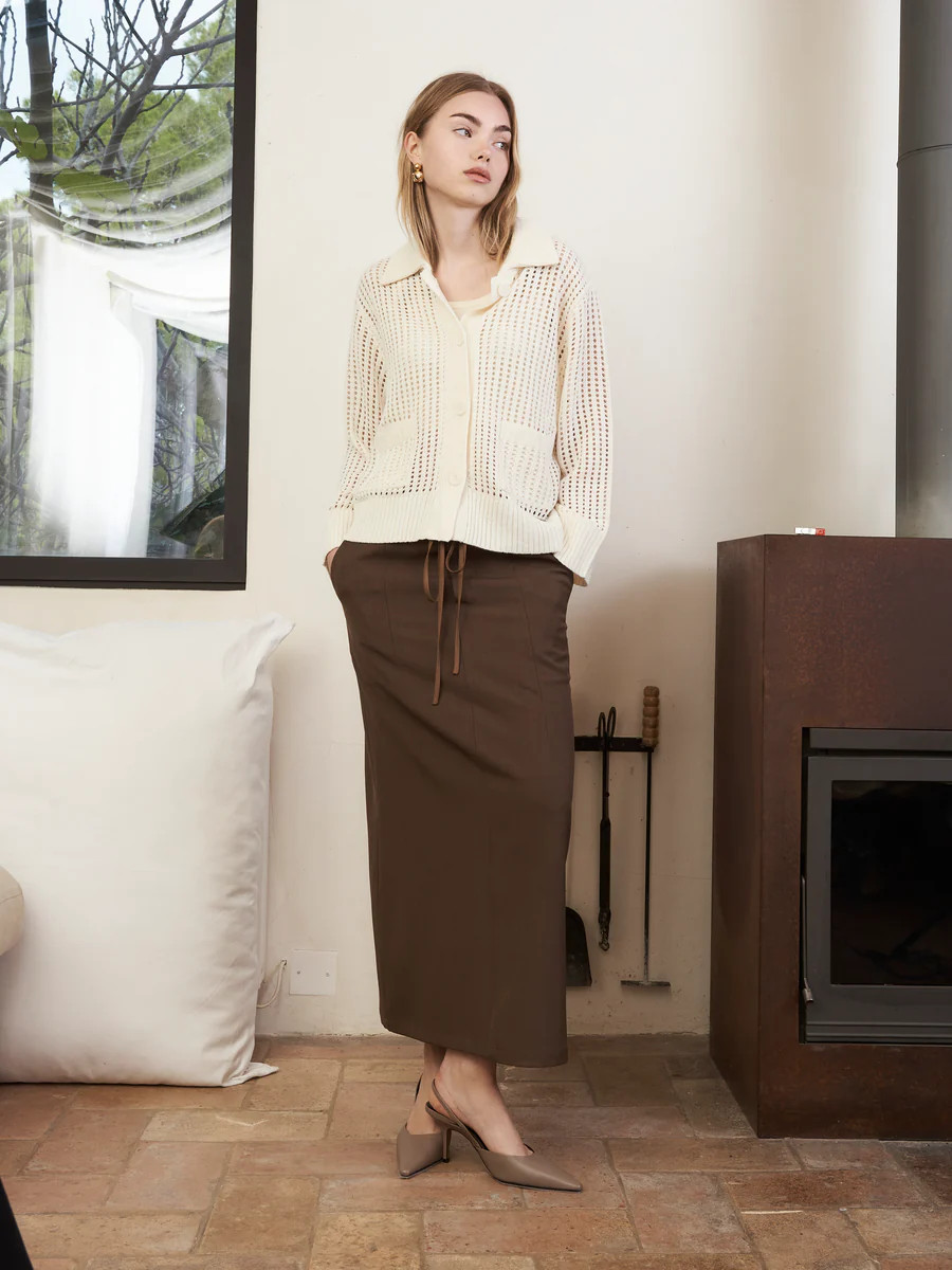 RACHEL SKIRT BROWN | Jovonna London