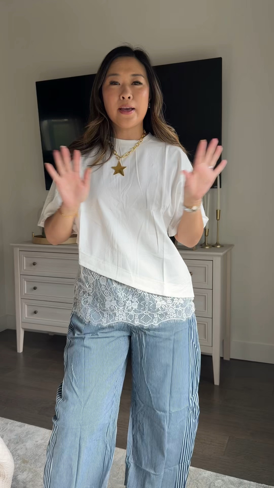 Amazon outfit // lace asymmetrical tee // barrel pants 

Medium in both

#LTKootd #LTKSeasonal #LTKOver40