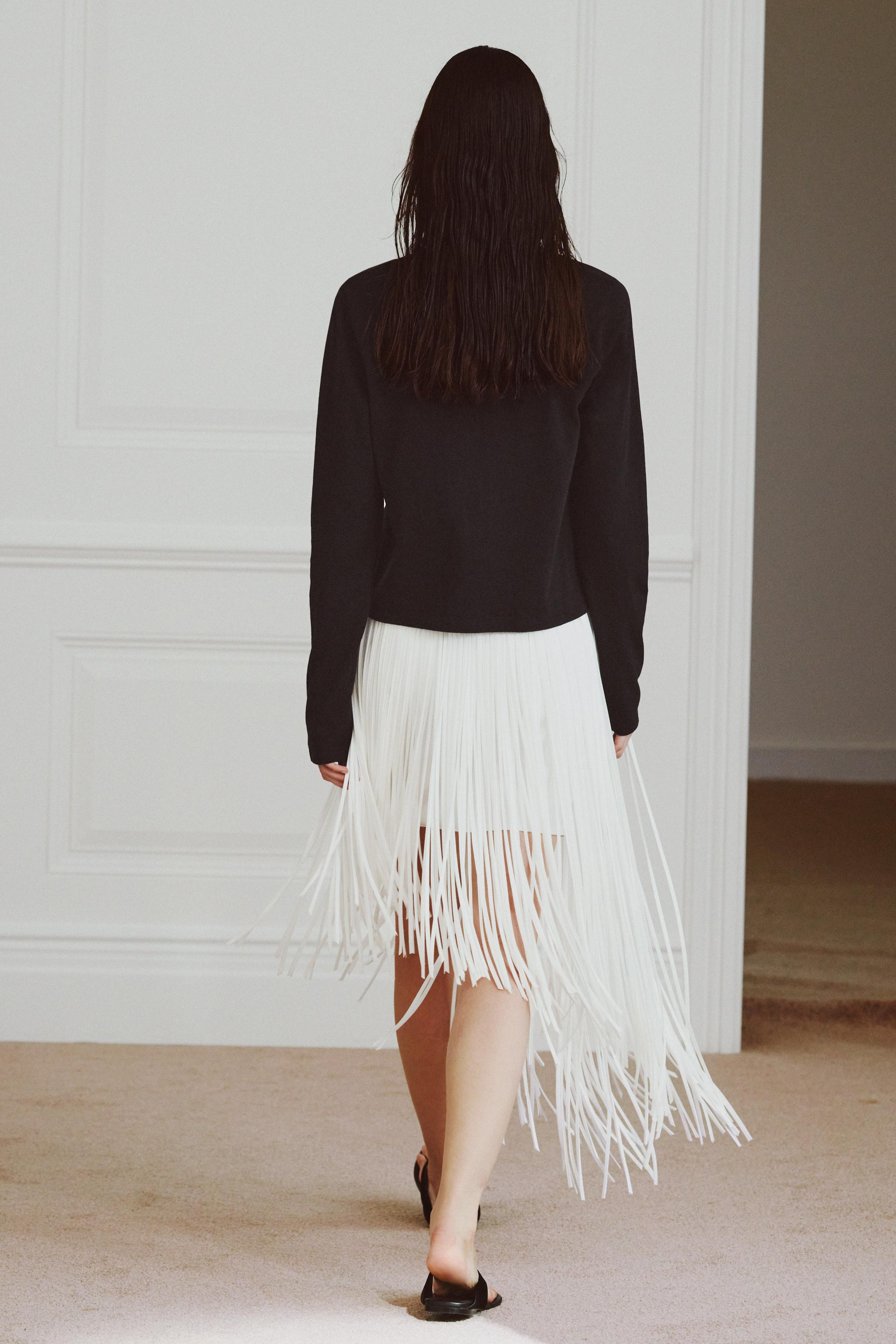 ZW COLLECTION ASYMMETRIC FRINGE SKIRT | Zara US