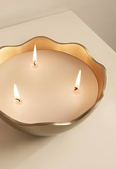 Kate and Laurel Alessia Scalloped Round Metal Candle Bowl, 8 Inch Diameter, Gold, Modern Three-Wi... | Amazon (US)