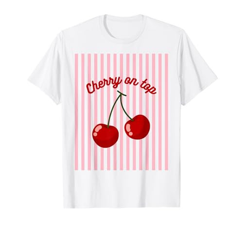 Cherry on top cherry pink striped cherry girl aesthetic T-Shirt | Amazon (US)