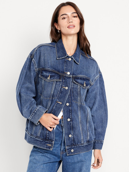 Oversized Jean Trucker Jacket | Old Navy (US)