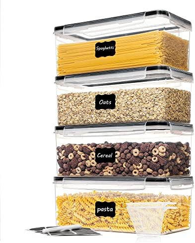 Vtopmart Airtight Food Storage Containers with Lids 4PCS Set 3.2L, Plastic Spaghetti Canisters fo... | Amazon (US)