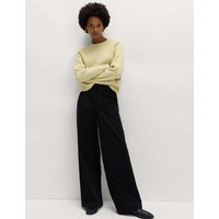 M&S Denim Elasticated Waist Wide Leg Trousers Black | Marks & Spencer (UK)