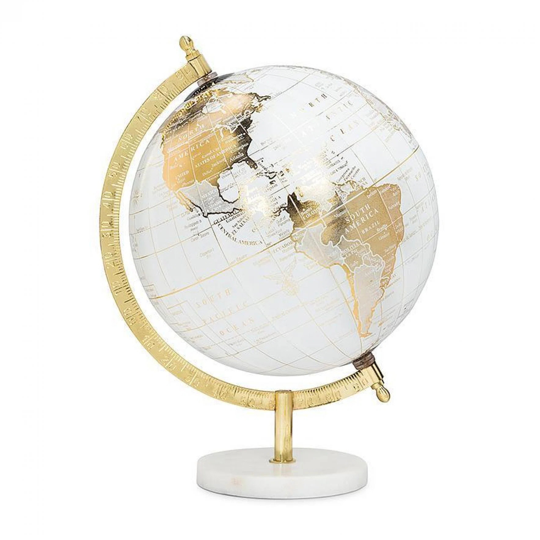 White And Gold Globe On A Marble Base Globe | Wayfair North America