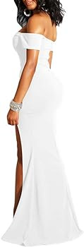 YMDUCH Women's Off Shoulder High Split Long Formal Party Dress Evening Gown       
Material: Poly... | Amazon (US)