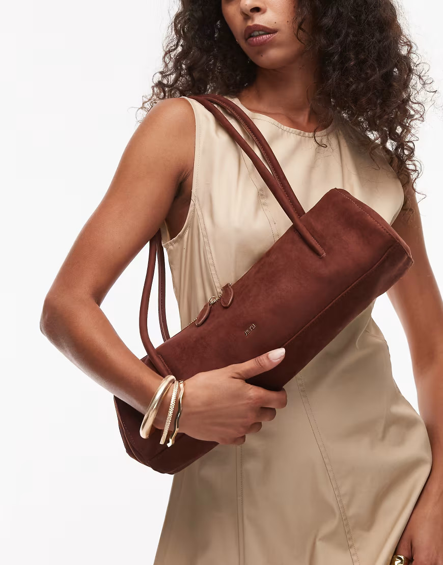 JW PEI Nova faux suede shoulder bag in brown | ASOS (Global)