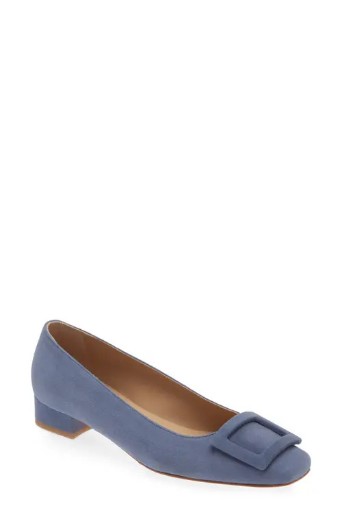 ANN MASHBURN Buckle Flat in Pumice Blue Suede at Nordstrom, Size 5Us | Nordstrom