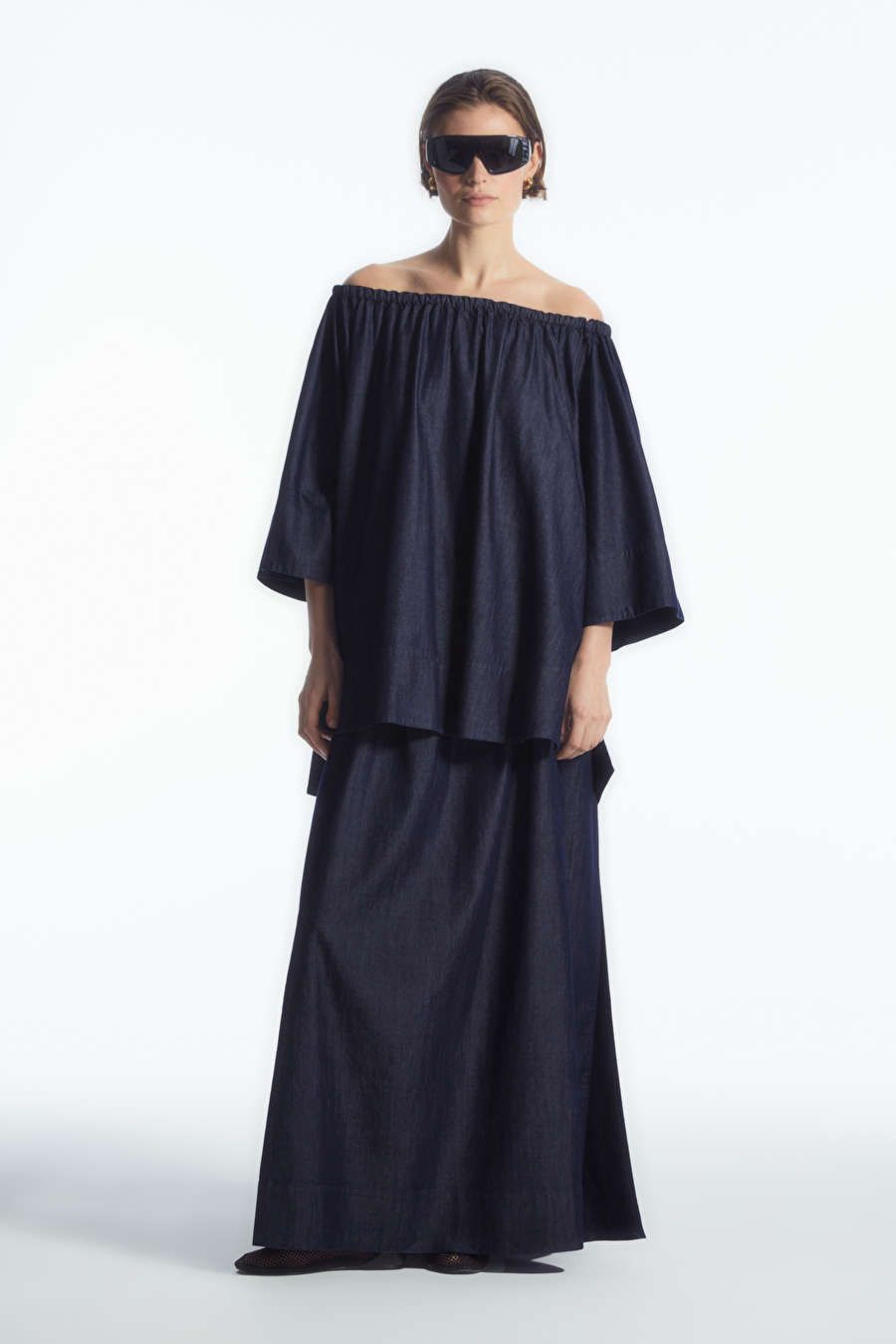 OVERSIZED DENIM OFF-THE-SHOULDER BLOUSE | COS (US)