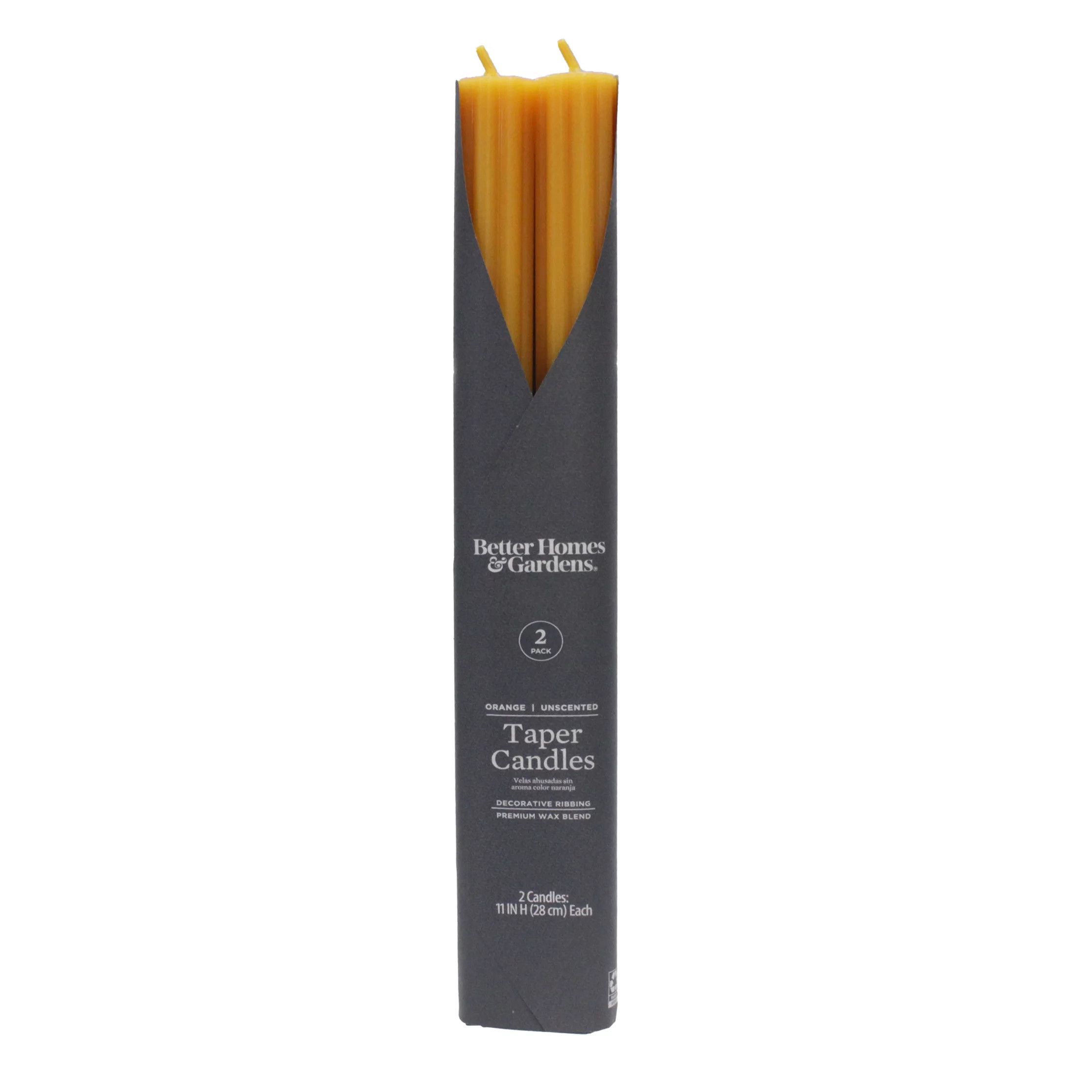 Better Homes & Gardens Unscented Taper Candles, Orange, 2-Pack, 11 inches Height | Walmart (US)