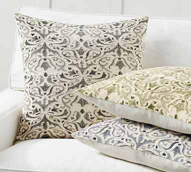 Reilley Linen Embroidered Pillow Covers | Pottery Barn (US)