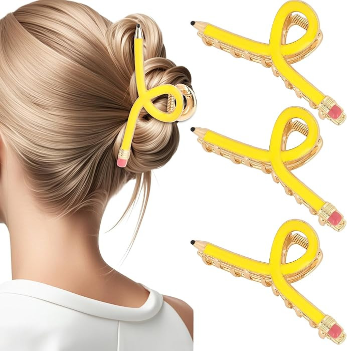 YARIEW Pencil Hair Claw Clips for Women Thick Hair Funny Back to School Hair Clips for Thin Hair ... | Amazon (US)