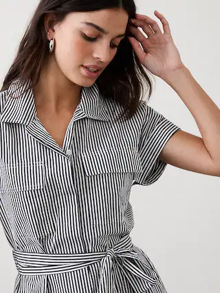 Poplin Utility Midi Shirtdress | Banana Republic Factory
