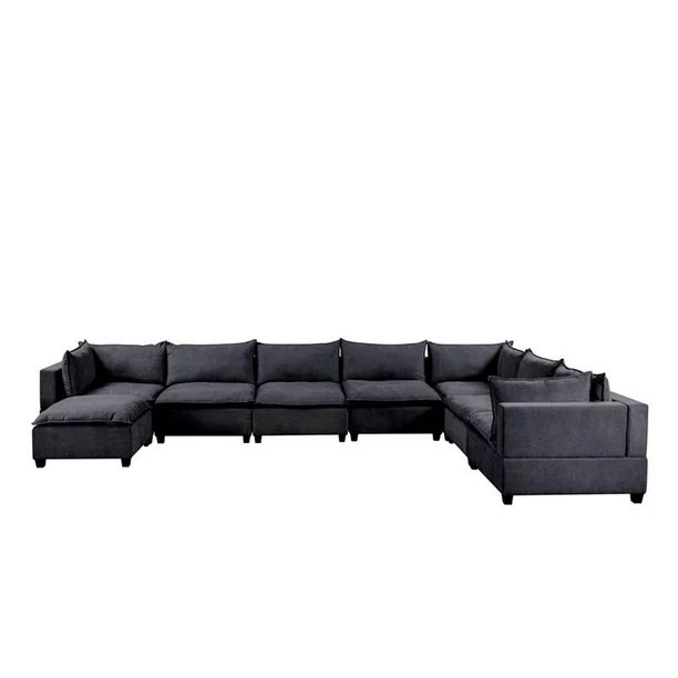 Bowery Hill Fabric 8 Piece Modular Sectional Sofa Chaise in Dark Gray - Walmart.com | Walmart (US)