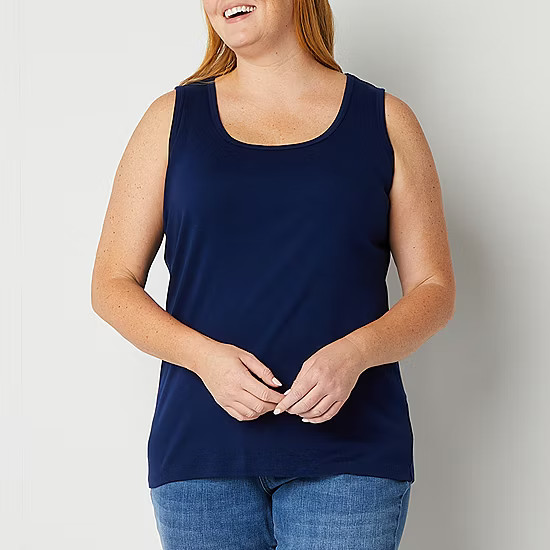 St. John's Bay Womens Scoop Neck Sleeveless Plus Tank Top | JCPenney