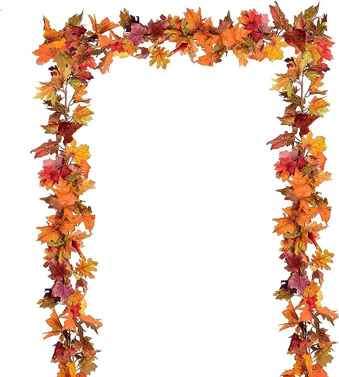 Artiflr 2 Pack Fall Garland Maple Leaf, 5.9Ft/Piece Hanging Vine Garland Artificial Autumn Foliag... | Amazon (US)