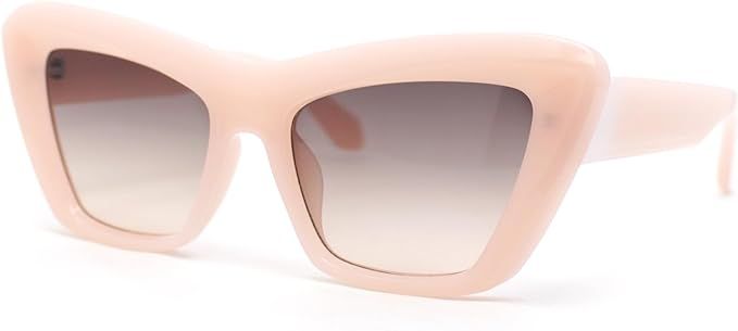 SA106 Womens Old Fashion Chic Thick Plastic Large Rectangular Cat Eye Retro Sunglasses | Amazon (US)