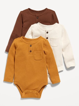 Unisex Long-Sleeve Henley Pocket Bodysuit for Baby | Old Navy (US)