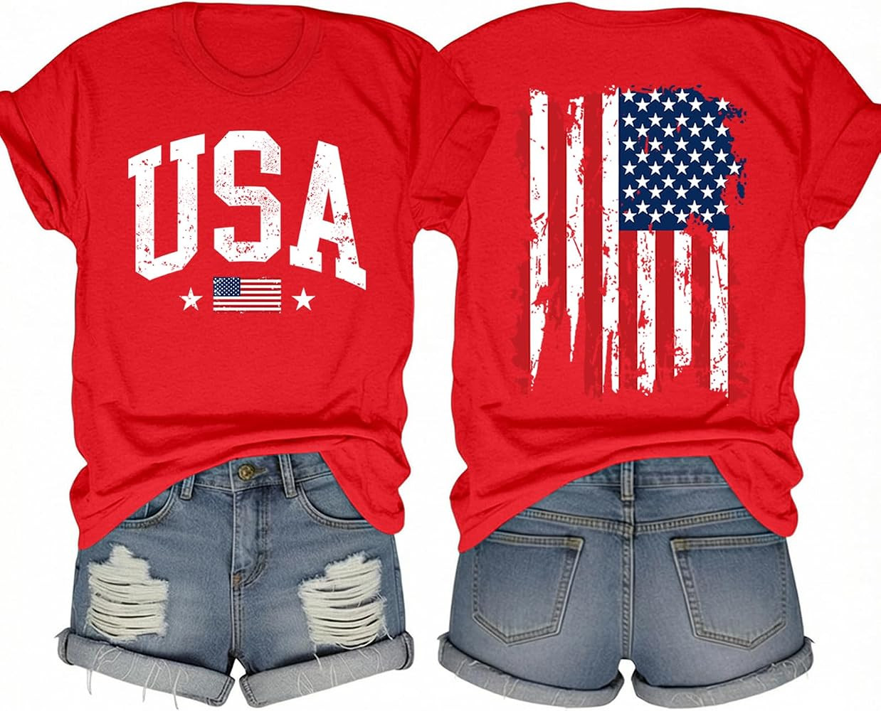 American Flag Shirts for Women 4th of July T-Shirts USA Graphic Tees Casual Blouse Tops | Amazon (US)