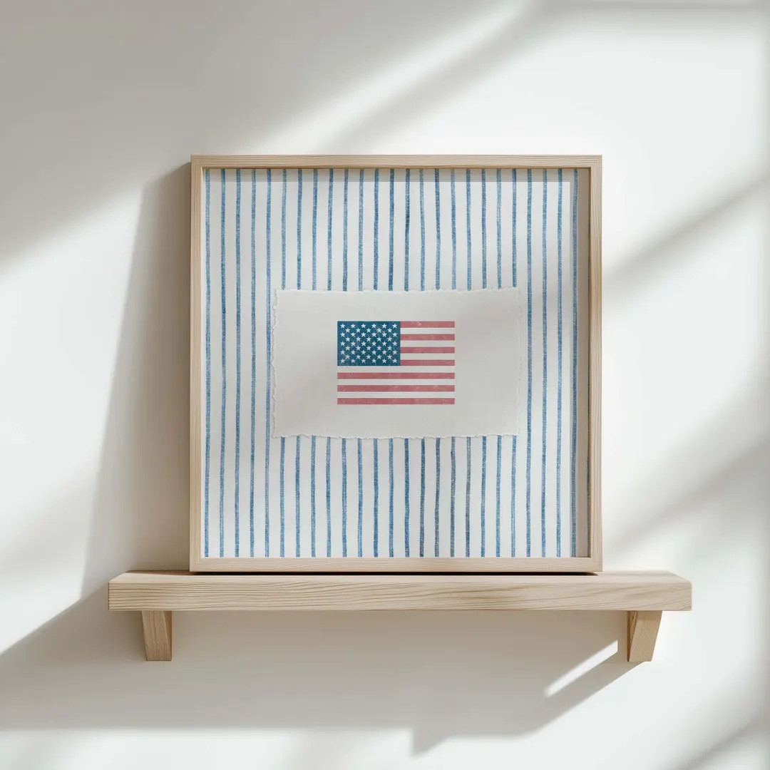 Watercolor American Flag Poster, Vintage Coastal Patriotic Art, Trendy Fourth of July Decor, Amer... | Etsy (US)