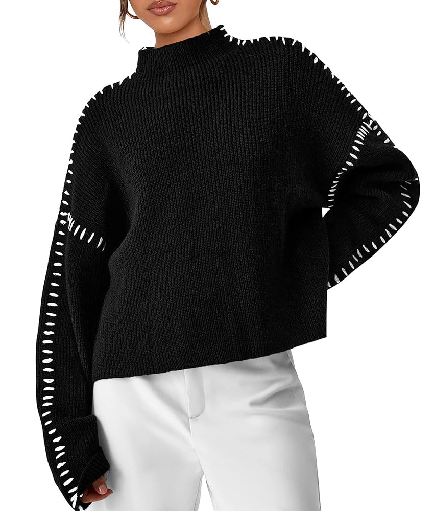 PRETTYGARDEN Women's Chunky Knit Sweaters 2025 Fall Long Sleeve Mock Neck Oversized Pullover Tops... | Amazon (US)