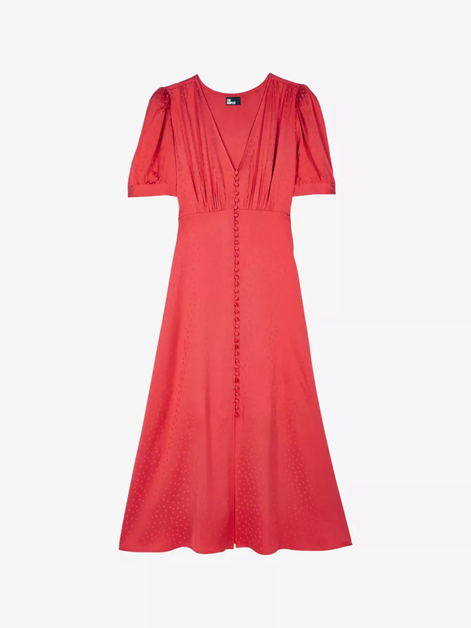 Dotted buttoned jacquard midi dress | Selfridges