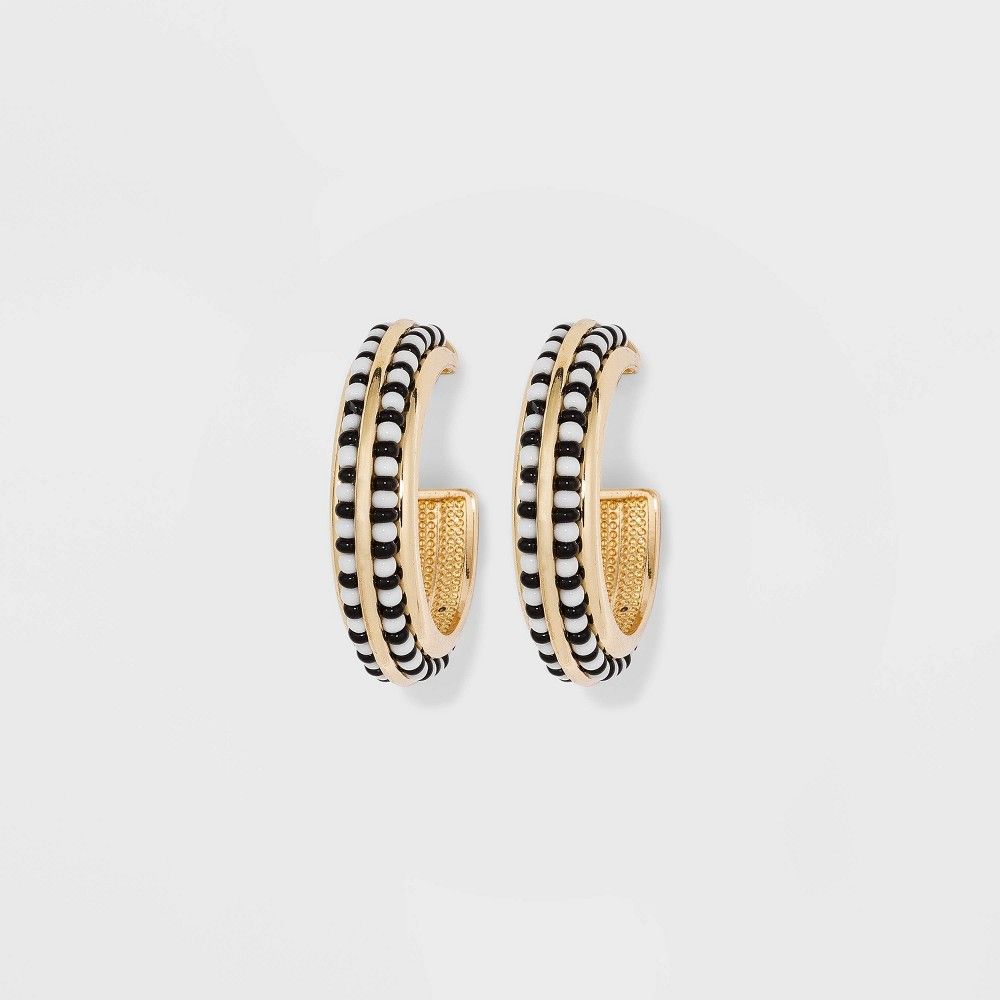 SUGARFIX by BaubleBar Two-Tone Beaded Hoop Earrings - Black | Target