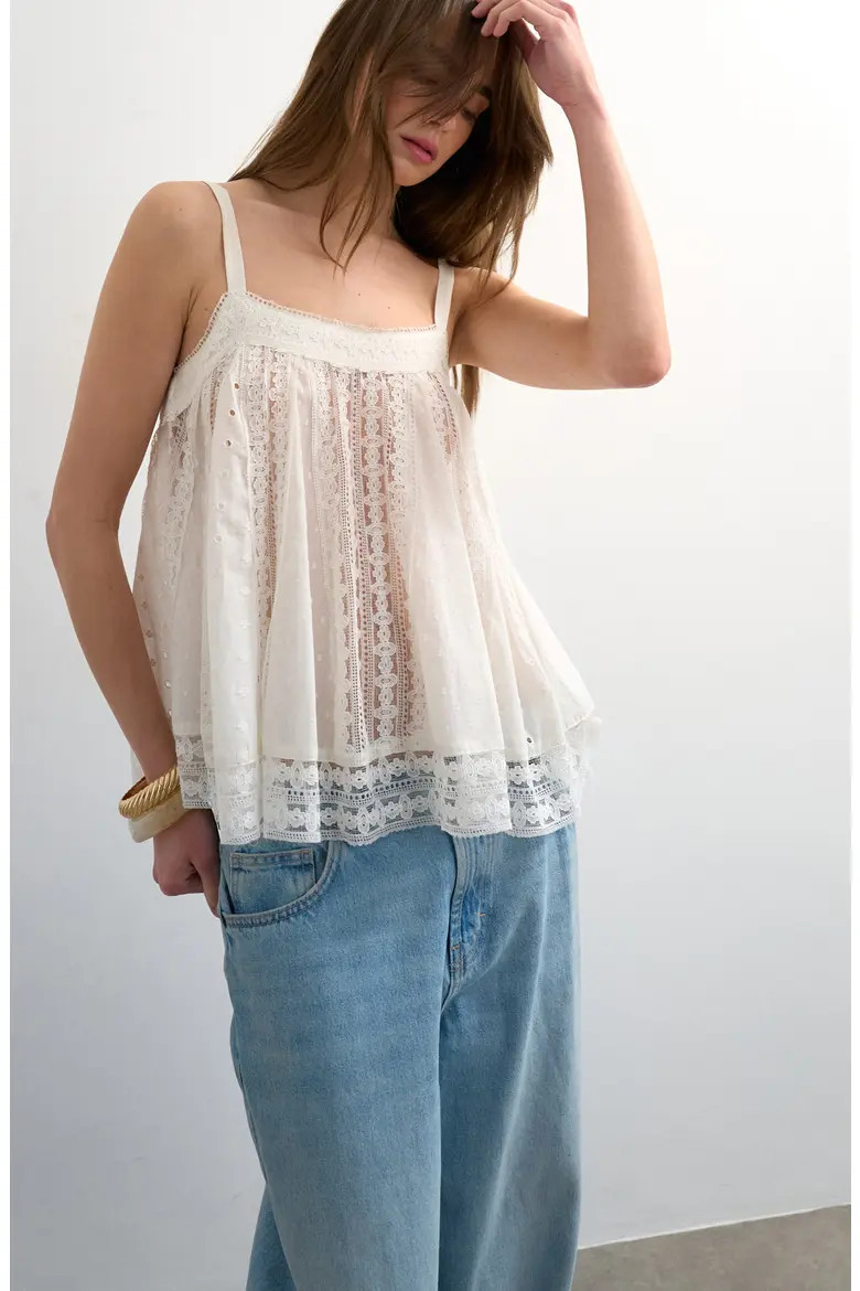 Topshop Broderie and Lace Camisole (Women) | Nordstrom | Nordstrom