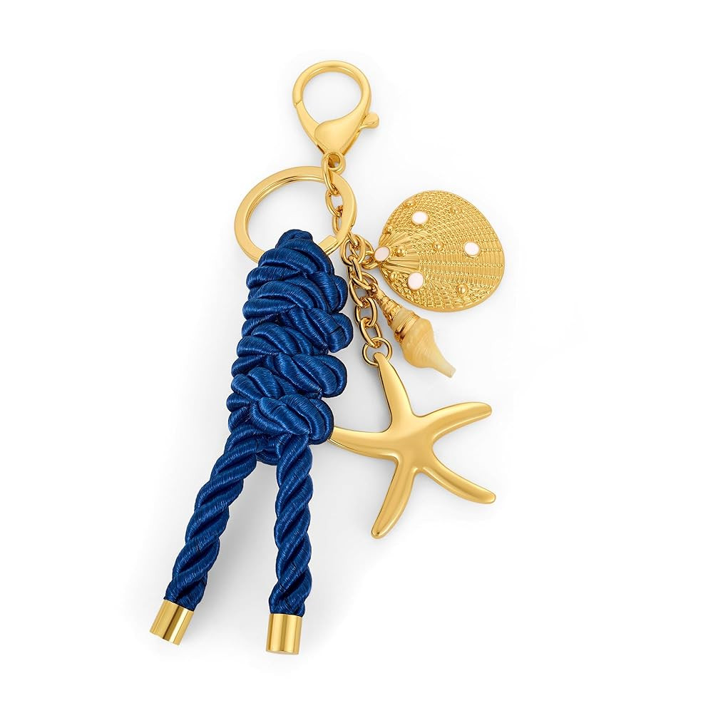 Gold Starfish Keychain Bag Charms for Women Gold Plated Shell Keychain Blue Ropes Ocean Style Pur... | Amazon (US)