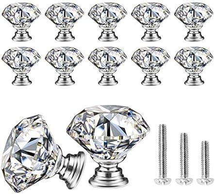 Cabinet Knobs, KDO Crystal Glass Drawer Knobs 10 Pack Diamond Dresser Knobs 1.18inch（30mm） De... | Amazon (US)