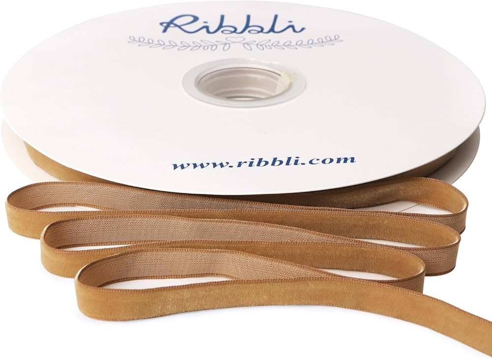 Ribbli Khaki Velvet Ribbon 3/8 Inches Continuous 25 Yard Spool Khaki Christmas Ribbon for Gift Wr... | Amazon (US)