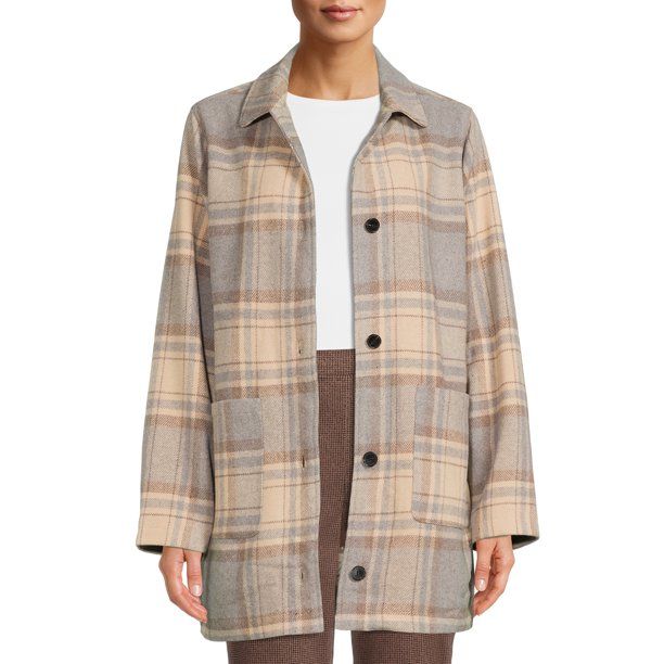 Jason Maxwell Women's Plaid Belted Shirt Jacket - Walmart.com | Walmart (US)