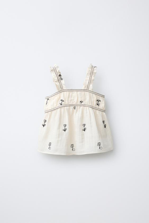 TEXTURED TOP WITH EMBROIDERY | Zara UK