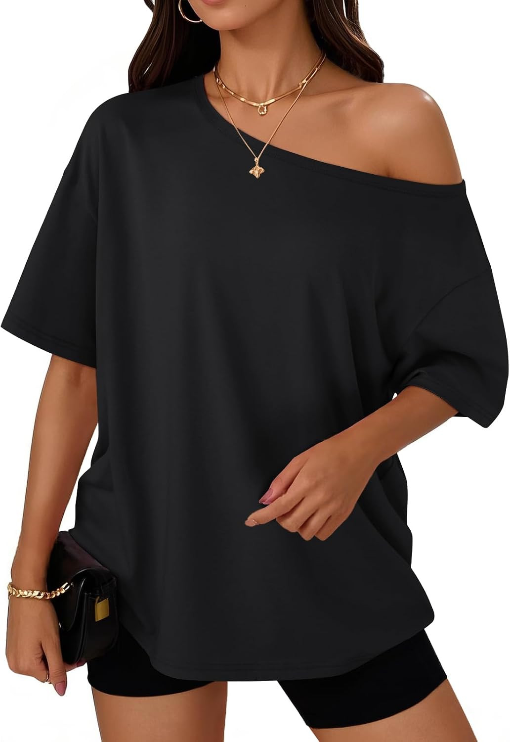 Trendy Queen Womens Off the Shoulder Tops Oversized Summer T-Shirts 2026 | Amazon (US)