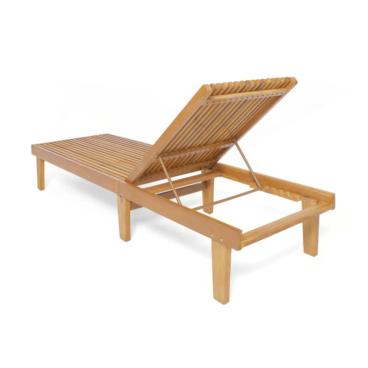 Cadain 78.75" Long Reclining Acacia Single Chaise | Wayfair North America