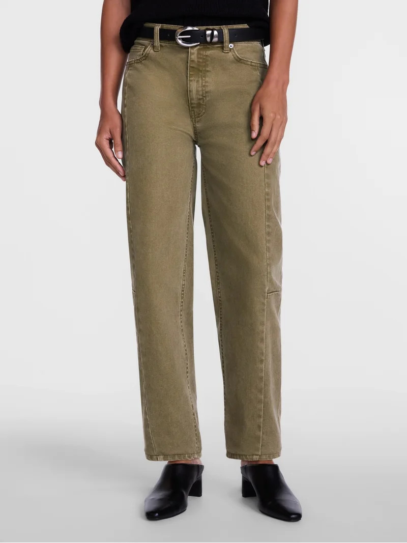 Scenario Women's and Women's Plus High Rise Barrel Jeans, 26", 28" Inseam, Sizes 0-28W | Walmart (US)